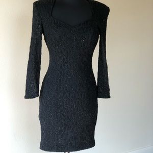 Vintage Niki Originals Black Fitted Glitter Trimming Silhouette. Used